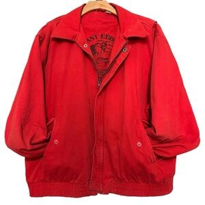 Fast Eddie Vintage Men’s Size XL Red Canvas Bomber Zip Up Jacket